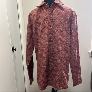 J. Crew Men's Red Paisley Button-down Long Sleeve Shirt Size Medium